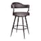 Armen Living Justin 26" Counter Height Swivel Vintage Brown Faux Leather Bar Stool with Brown Metal Legs LCJTBABRBR26 - alternate 1